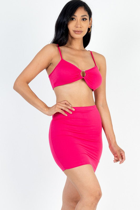 O-ring Crop Top & Mini Skirt Sets