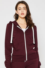 SOLID FLEECE ZIP-UP HOODIE JACKETS WITH POCKETS