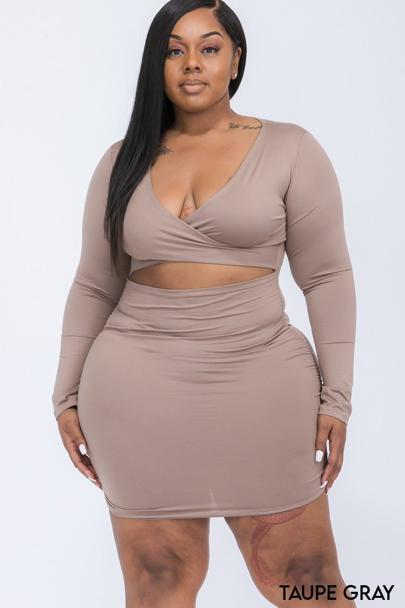 Plus Size Crisscross Cutout Front Mini Dress