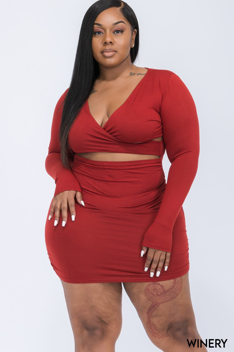 Plus Size Crisscross Cutout Front Mini Dress