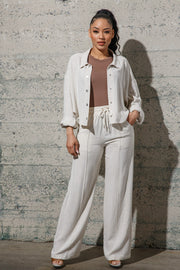 LINEN BUTTON DOWN LONG SLEEVE SHIRT WITH PANTS SETS