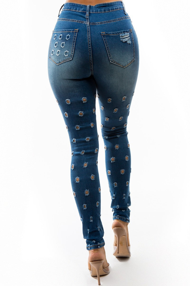 Holes High Waist Skinny Jeans