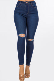 2 Knee Slit High Rise Skinny Jeans