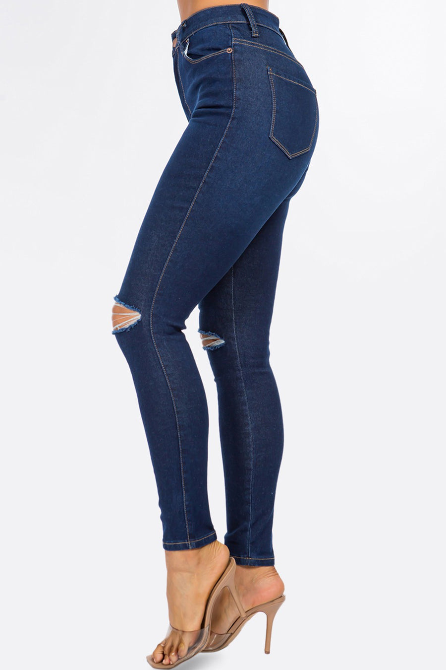 2 Knee Slit High Rise Skinny Jeans