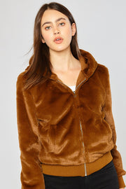 FUR HOOD ZIP UP JACKETS