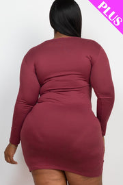 Curve Queen Plus Size Drawstring Ruched Front Bodycon Dress