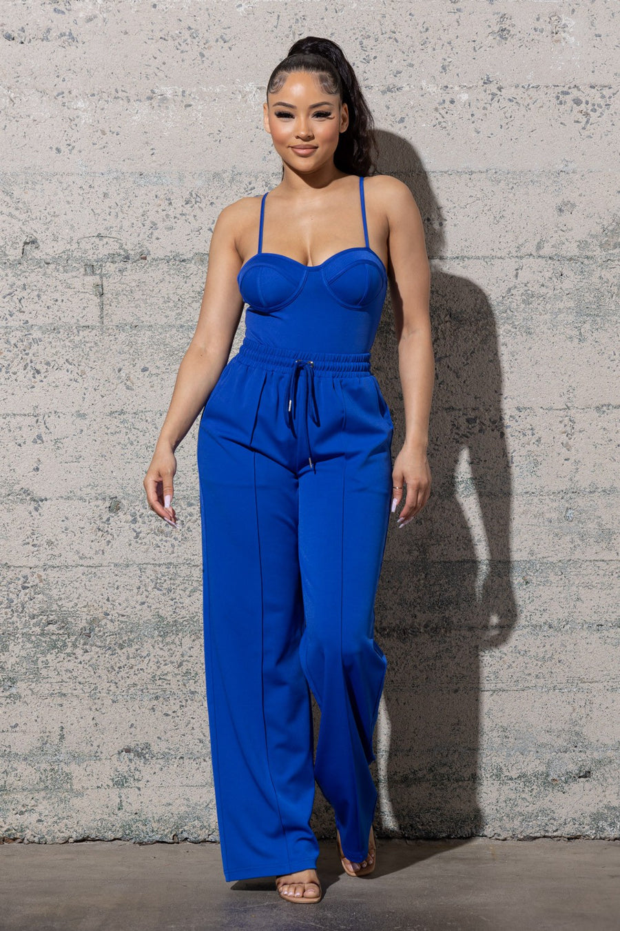 BUSTIER BODYSUITS W/ ELASTIC WAIST WIDE LEG PANTS