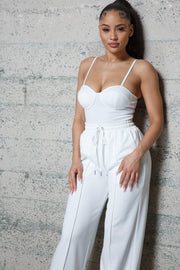 BUSTIER BODYSUITS W/ ELASTIC WAIST WIDE LEG PANTS