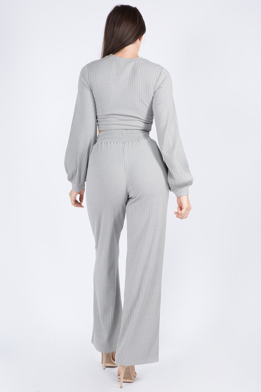 Miss Kay L/S Knot Crop Top and Pants Set