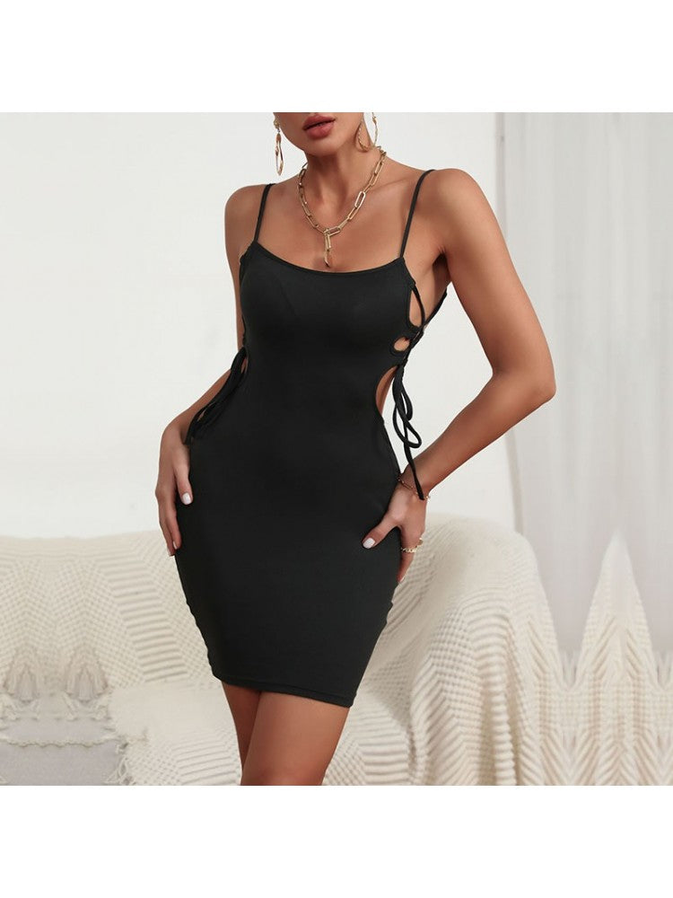 Something Light Mini Hollowed Out Black Dress