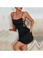 Something Light Mini Hollowed Out Black Dress