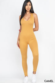 Scoop Neck Racer Back Bodycon Jumpsuits