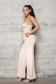 BUSTIER BODYSUITS W/ ELASTIC WAIST WIDE LEG PANTS