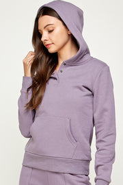 BASIC FLEECE PULLOVER WITH HENLEY SNAP BUTTON