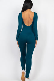 Scoop Neck Long Sleeve Bodycon catsuits Jumpsuits