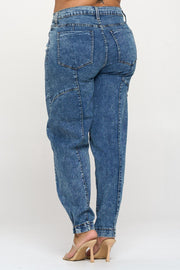 High Rise Stretch Cuffed Jeans