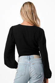 Ruched Long Sleeve Crop Top