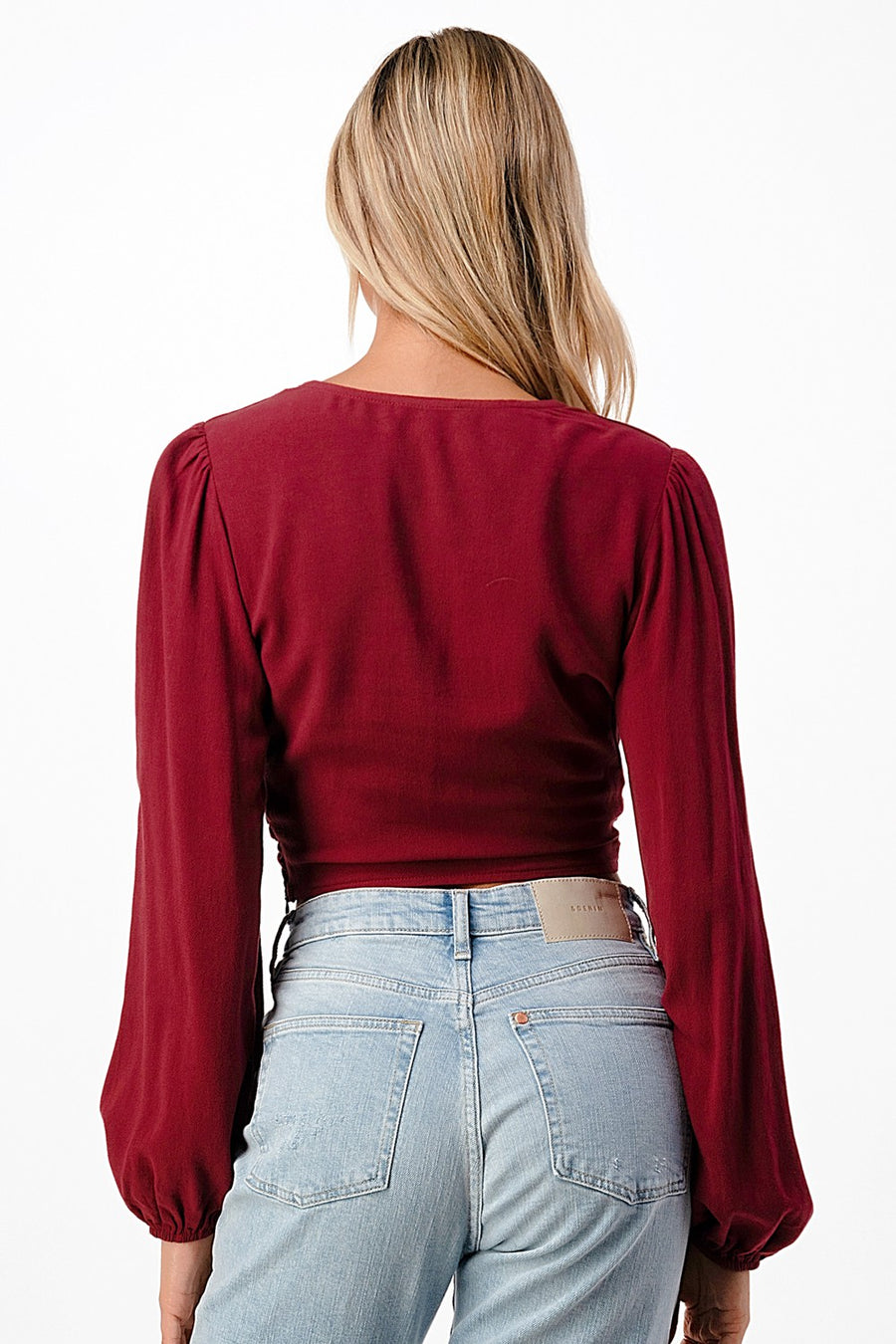 Ruched Long Sleeve Crop Top