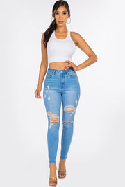 Distressed High Rise Skinny Jeans