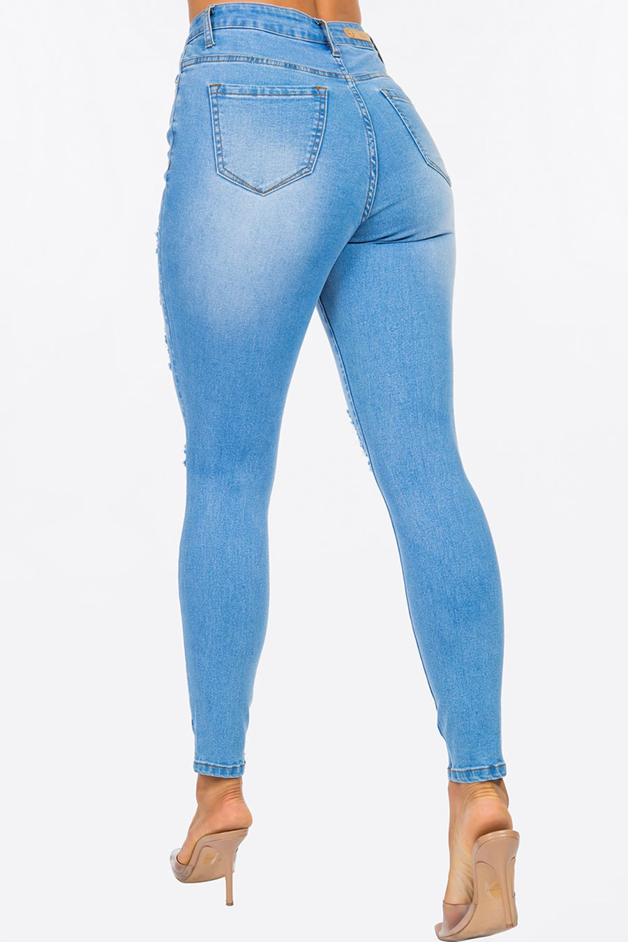 Distressed High Rise Skinny Jeans