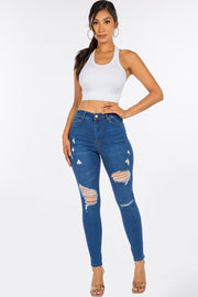 Distressed High Rise Skinny Jeans