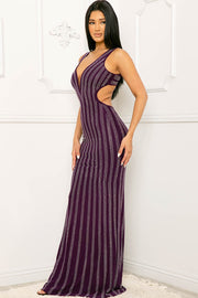 DREAM GIRL RHINESTONE STRIPED MAXI DRESS