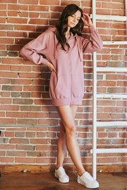 FLEECE OVERSIZED HOODIE ZIP UP TUNIC