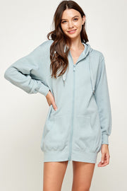 FLEECE OVERSIZED HOODIE ZIP UP TUNIC