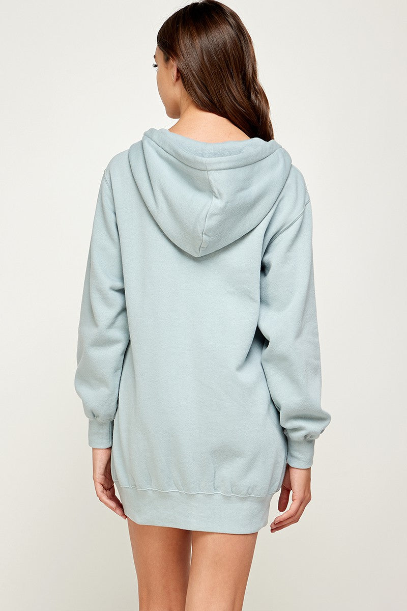 FLEECE OVERSIZED HOODIE ZIP UP TUNIC