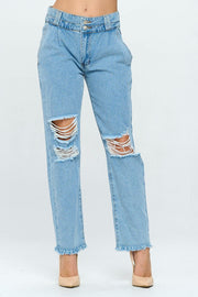 Double Waistband High Rise Vintage Jeans