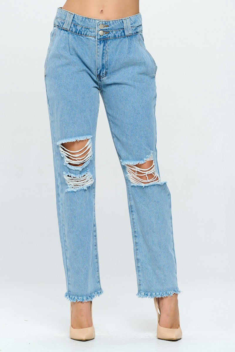 Double Waistband High Rise Vintage Jeans