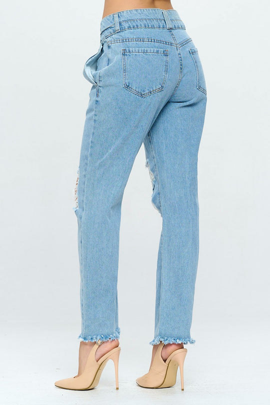 Double Waistband High Rise Vintage Jeans