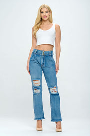 Double Waistband High Rise Vintage Jeans
