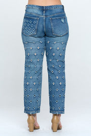 Polka Dot Hole Straight Leg Jeans