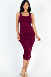 Everyday Thing Square Neck Ruched Bodycon Midi Dress